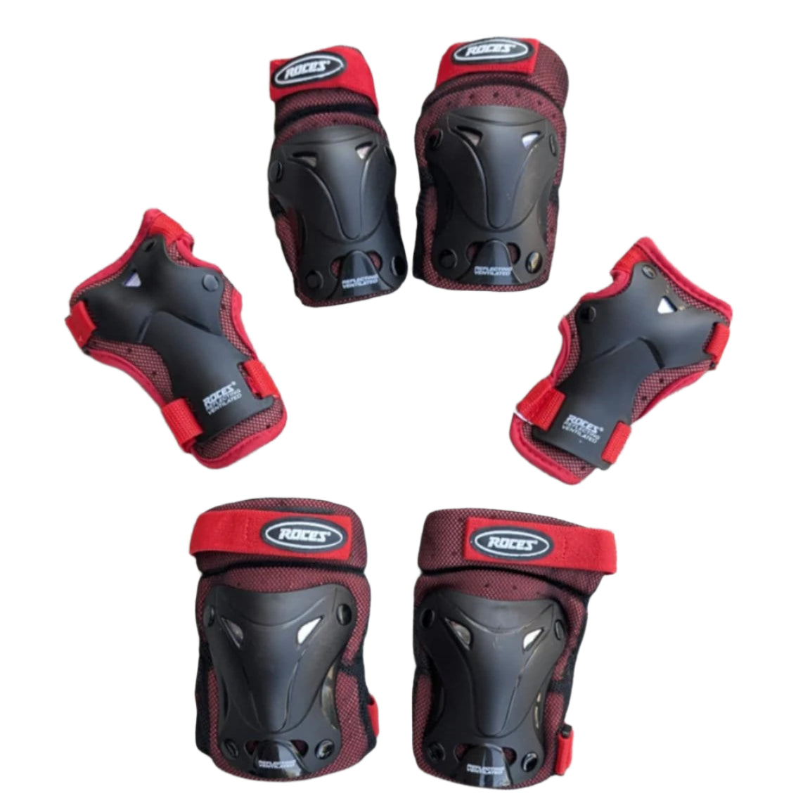 Roces Junior Ventilated 3-Pack Padding Set Red/Black - Knee Pads Elbow Pads Wrist Guards - Lucky Skates