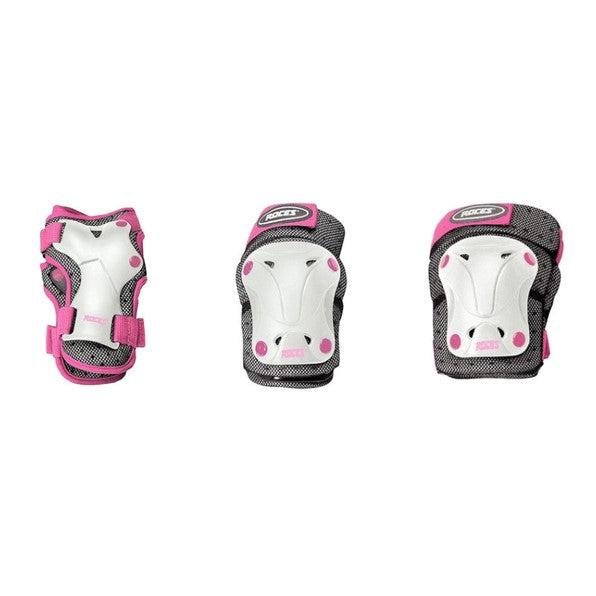 Roces Junior Ventilated Pink 3-Pack Pad Set - Lucky Skates