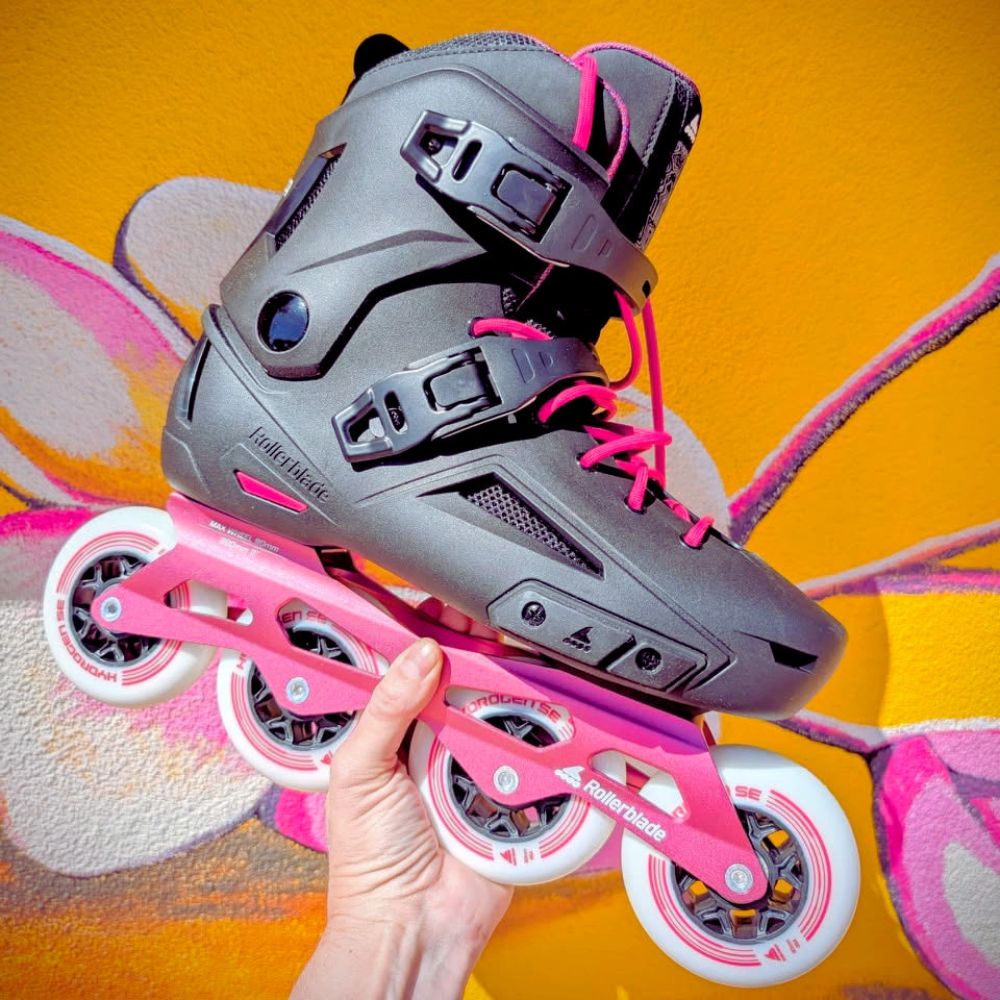 Rollerblade Lightning 90 Womens  Sangria Urban Inline Skates Pink Black - Lucky Skates