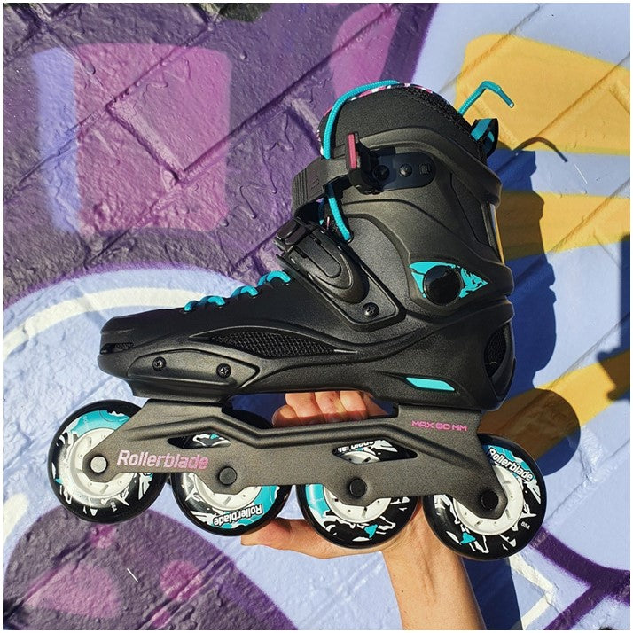 black teal pink urban inline skates 