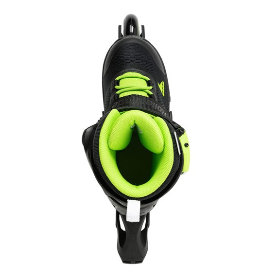 black lime green inline kids skates