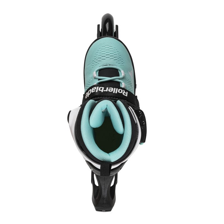 teal aqua kids inline skates with back brake 