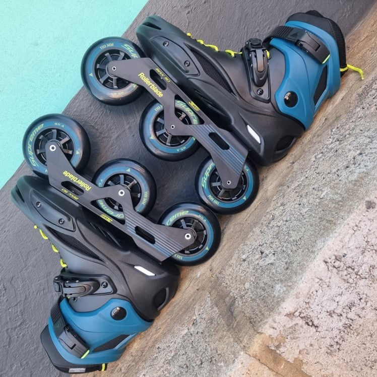 Rollerblade RB 110 3WD Black/Blue Inline Tri Skates Blue - Lucky Skates