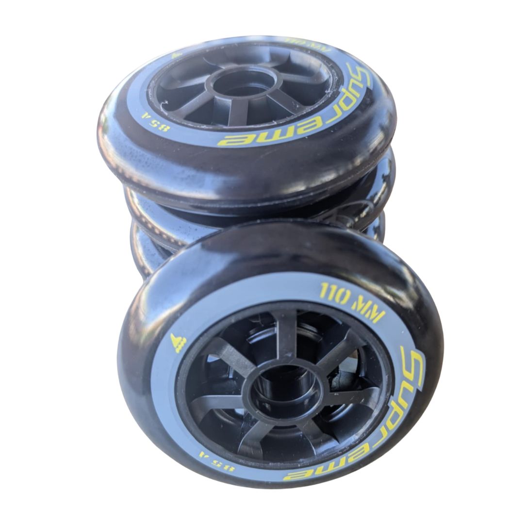 Rollerblade Supreme Inline Wheels 85A 110mm  Black 6 pack - Lucky Skates 