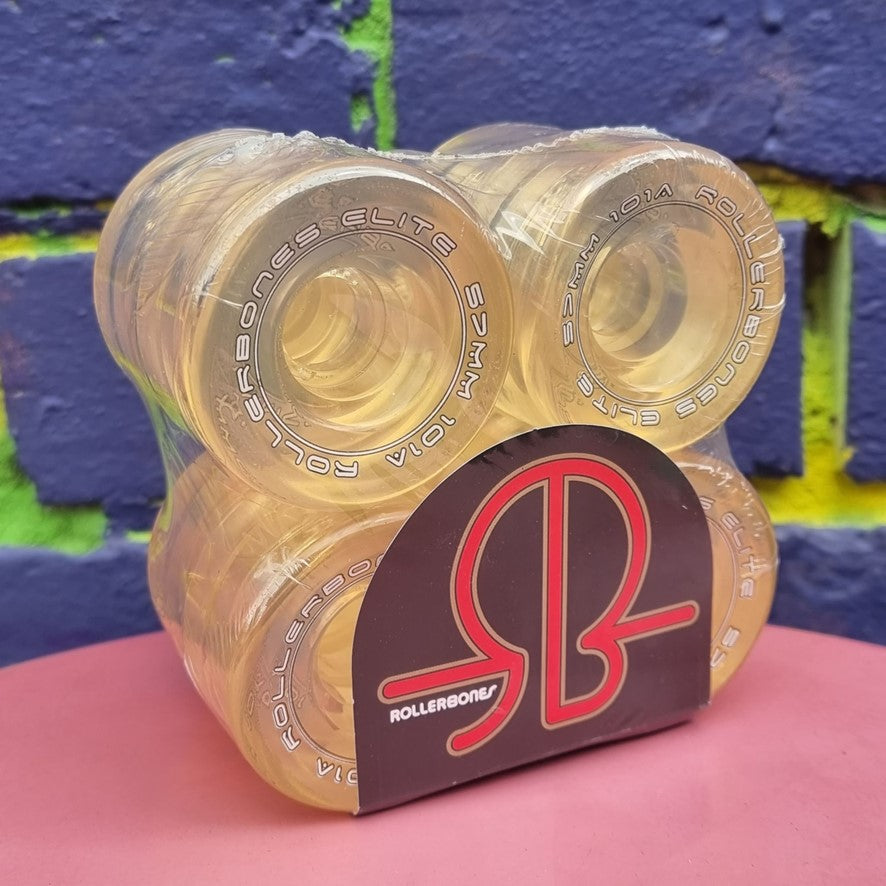 Rollerbones Art Elite Indoor Roller Skate Wheels Clear 57mm 101A - 8 Pack - Lucky Skates