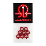 Rollerbones Coloured Wheel Axle Nuts Red 8mm - 8 Pack - Lucky Skates 