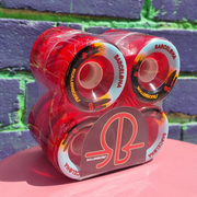 Rollerbones Barcelona Clear Red Outdoor Roller Skate Wheels 65mm 80A - 8 Pack - Lucky Skates
