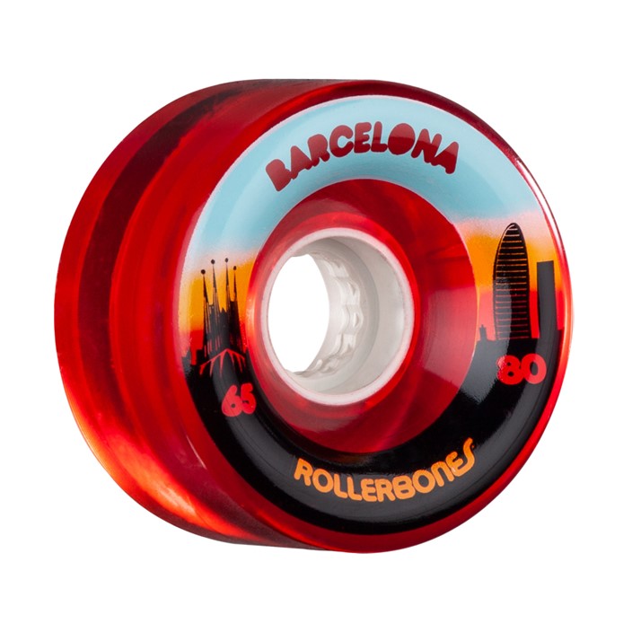 Rollerbones Barcelona Outdoor Roller Skate Wheels Clear Red 65mm 80a - Lucky Skates
