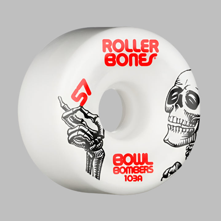 Rollerbones Bowl Bombers Roller Skate Park Wheels White 103a 57mm - Lucky Skates