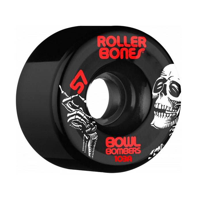 Rollerbones Bowl Bombers Roller Skate Wheels Black 103a 57mm - Lucky Skates