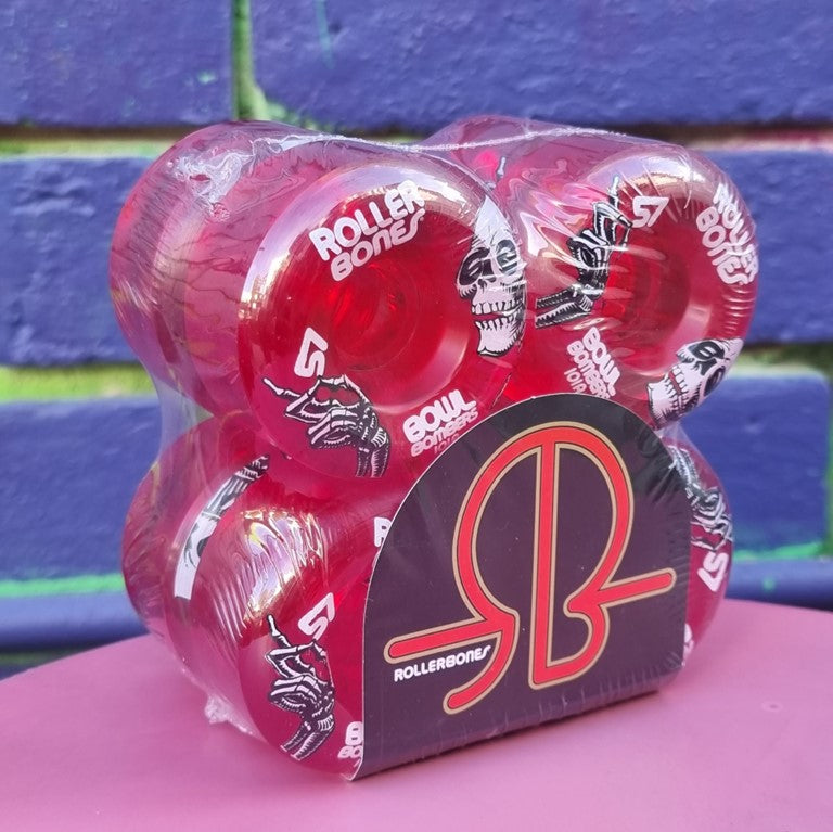 Rollerbones Red Bowl Bombers Roller Skate Park Wheels Red 101a 57mm 8 Pack - Lucky Skates