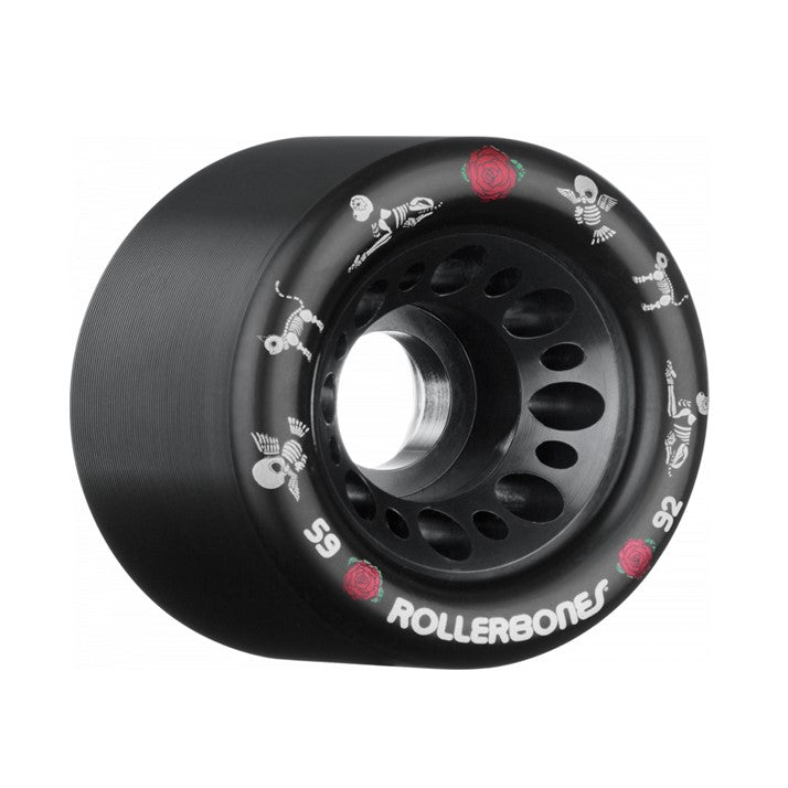 Rollerbones Day of Dead Indoor Roller Skate Wheels Black - 4 Pack - Lucky Skates