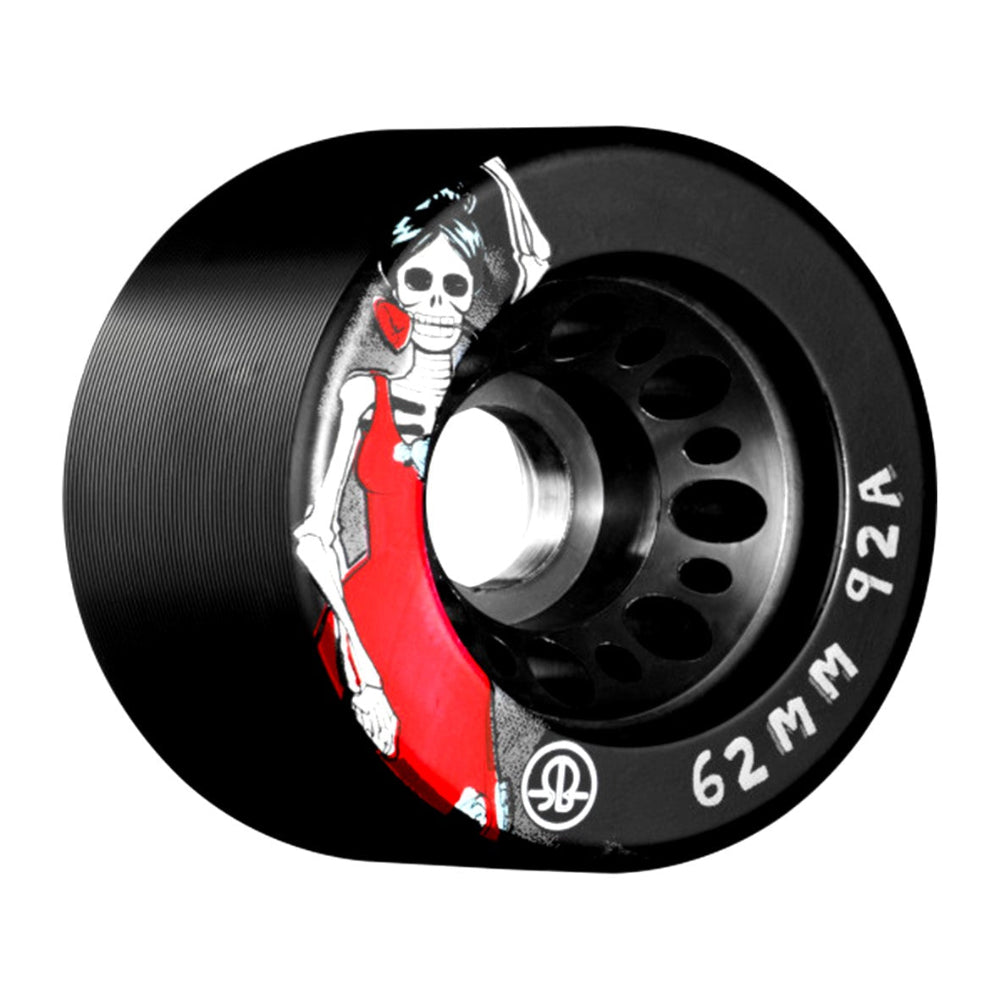 Rollerbones Day of the Dead Indoor Roller Skate Wheels Black 92a 62mm x 38mm - Lucky Skates