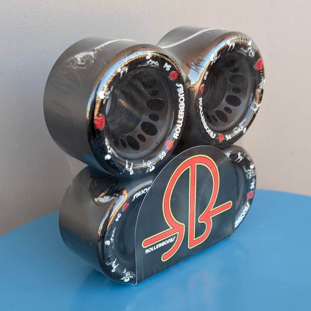 Rollerbones Day of the Dead Indoor Roller Skate Wheels Black 59mm 94A 4 Pack - Lucky Skates 