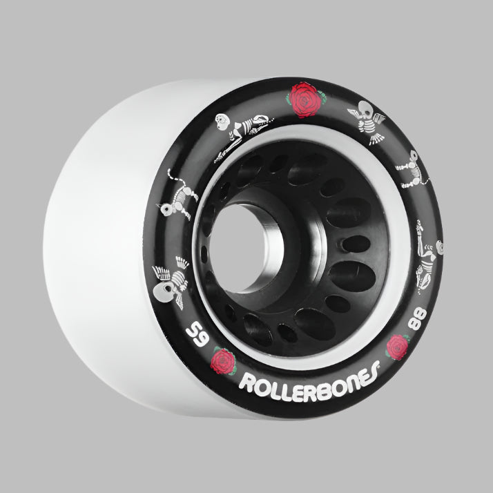 Rollerbones Day of Dead Indoor Roller Skate Wheels White - 4 Pack - Lucky Skates