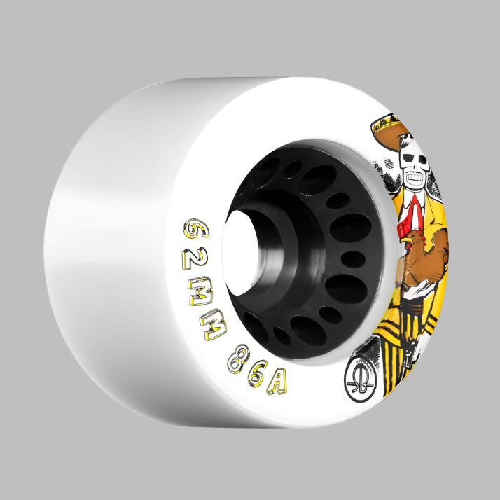 Rollerbones Day of the Dead Roller Skate Wheels White 86a 62mm x 38mm - Lucky Skates
