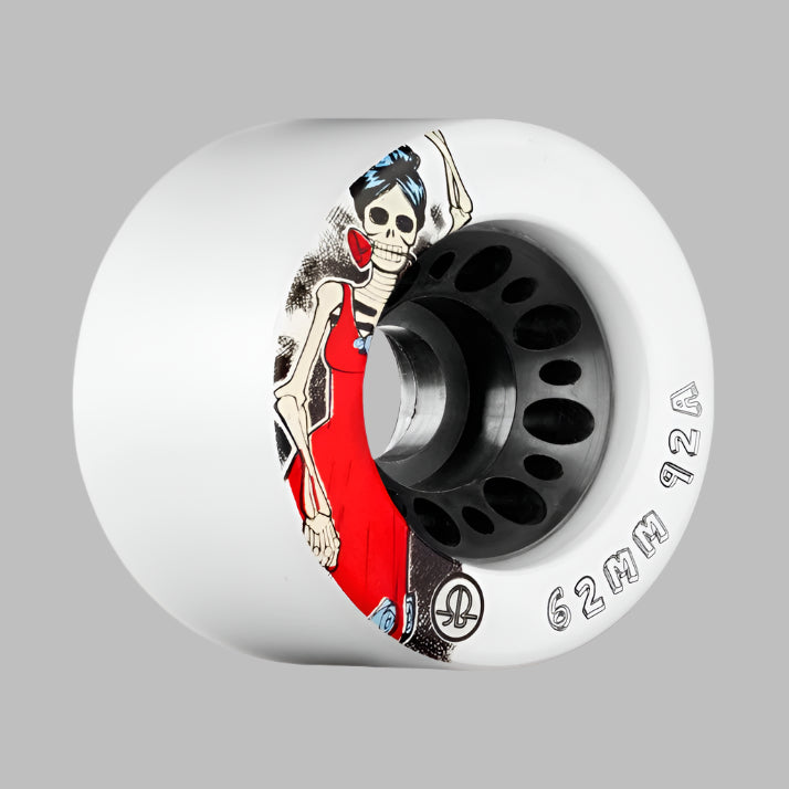 Rollerbones Day of the Dead White Roller Skate Wheels 62mm x 38mm 92a  - Lucky Skates