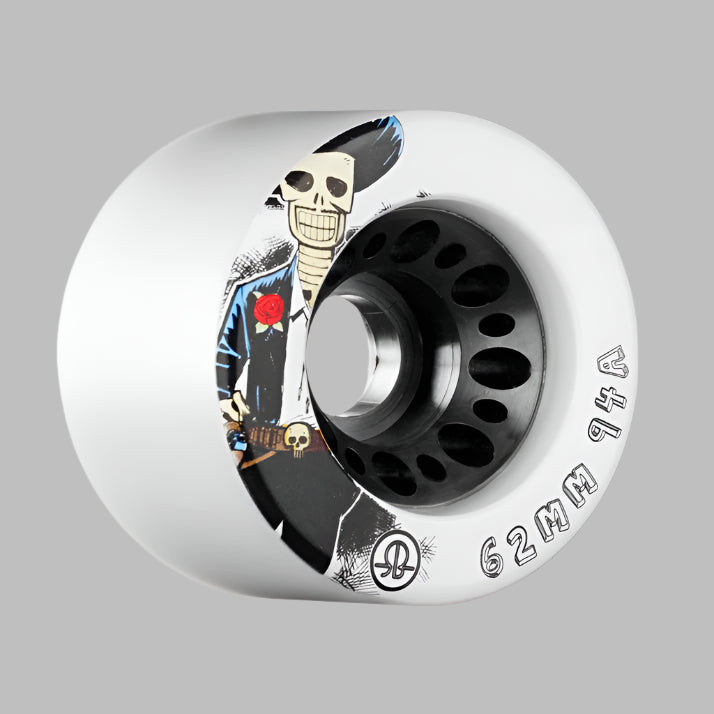 Rollerbones Day of the Dead Indoor Roller Skate Wheels White 94a 62mm - Lucky Skates