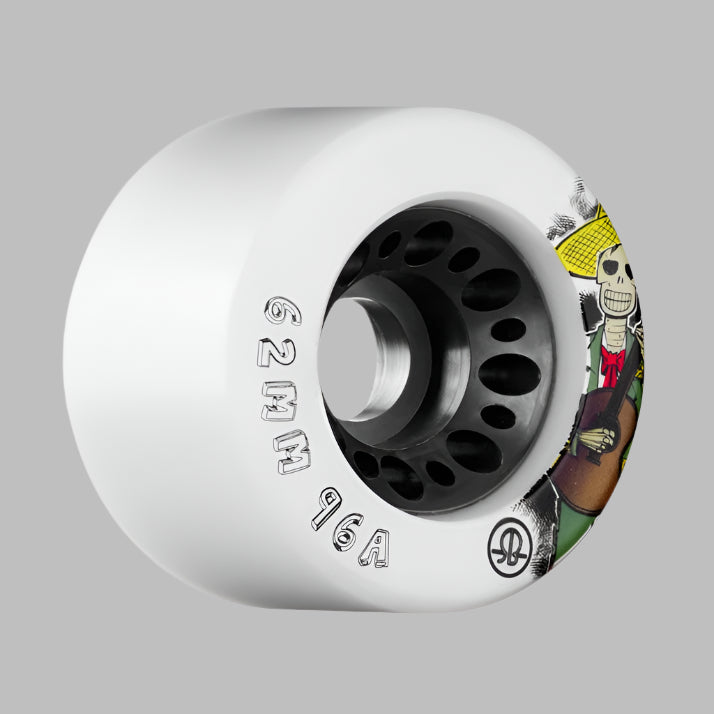 Rollerbones Day of the Dead Indoor Roller Skate Wheels White 62mm x 38mm 96a - Lucky Skates