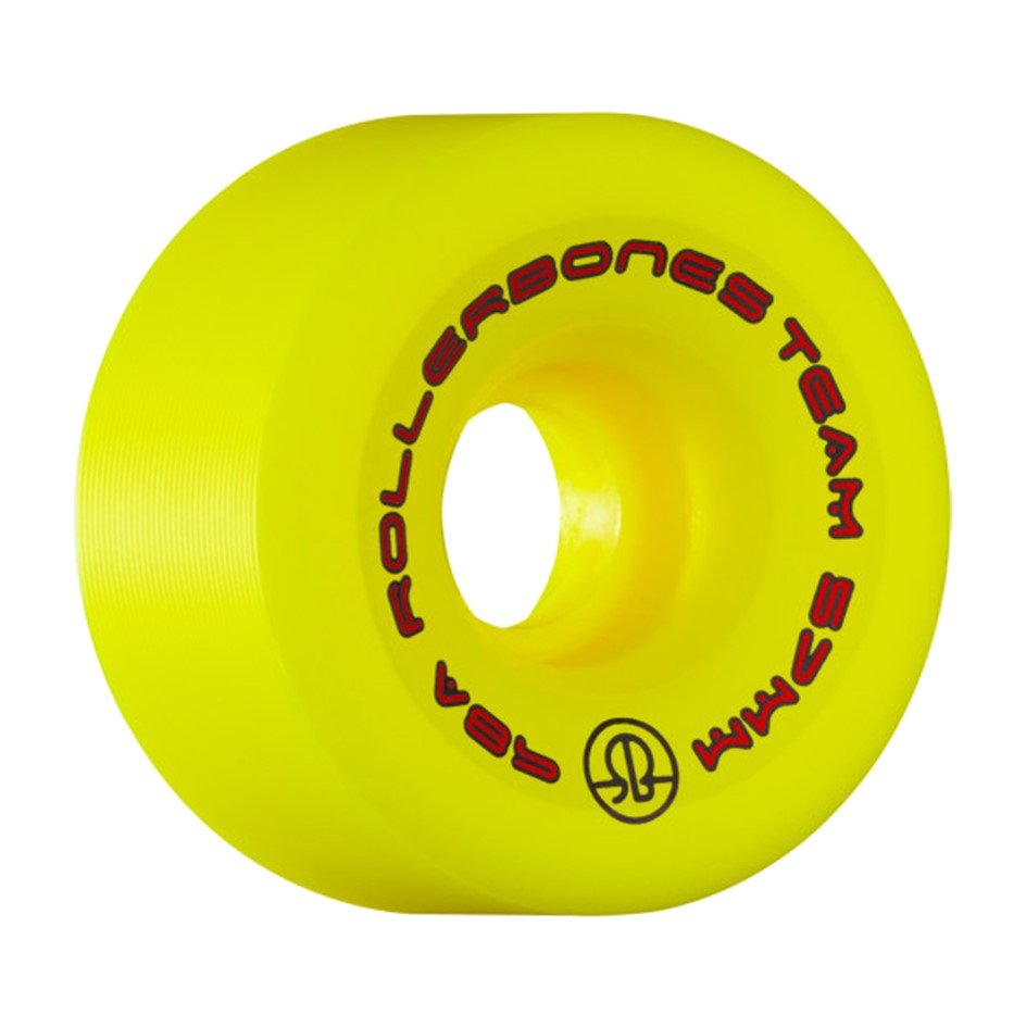 Rollerbones Team Logo Yellow Roller Skate Wheels 57mm 98A - Lucky Skates 