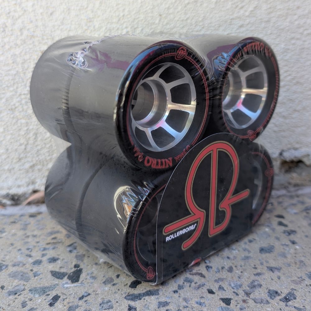 Rollerbones Nitro Alloy Roller Skate Wheels Black 59mm 4 Pack - Lucky Skates