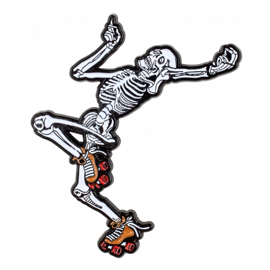 Rollerbones Derby Skeleton Rollerskate Lapel Pin - Lucky Skates 