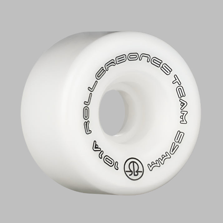 Rollerbones Team Logo Roller Skate Wheels White 57mm 101a - Lucky Skates