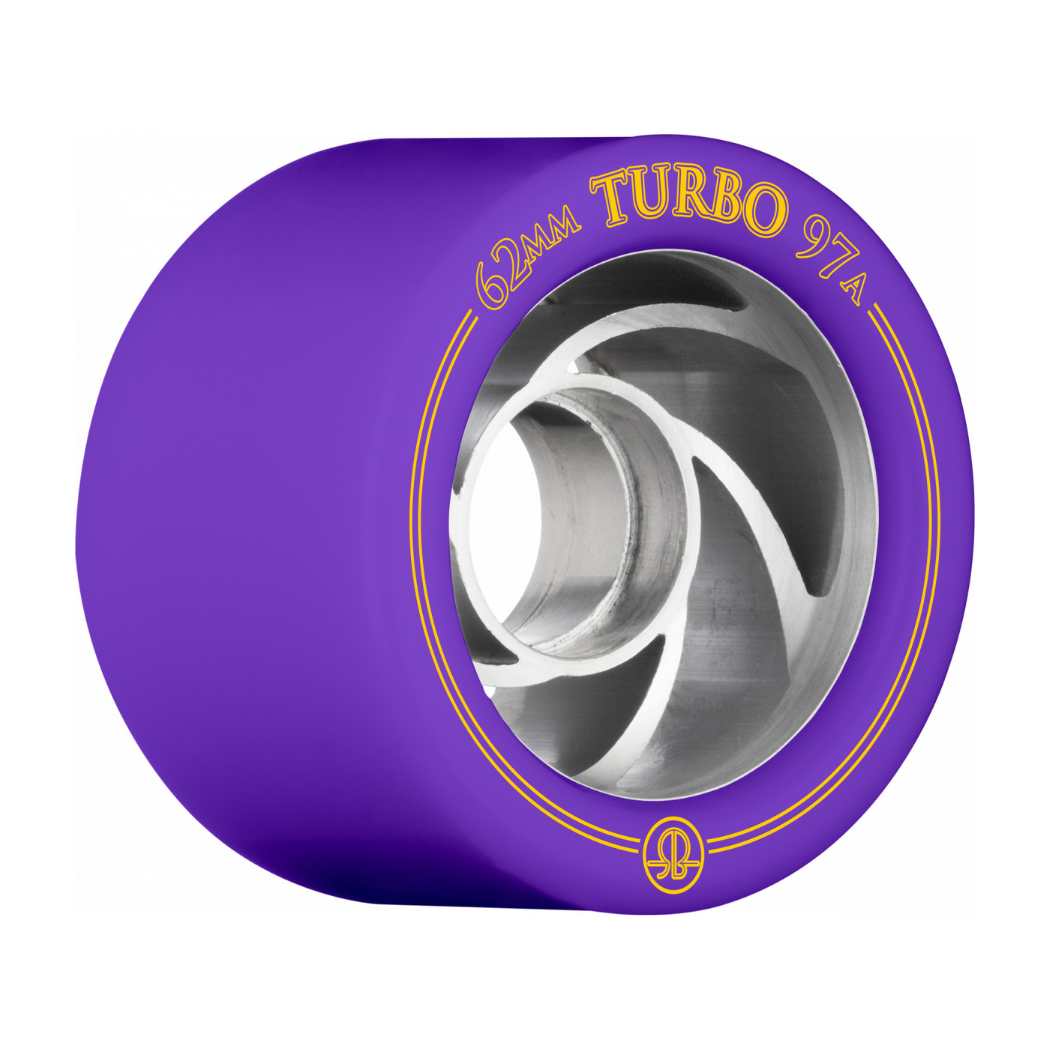 Rollerbones Turbo Alloy Roller Skate Wheels Purple 62mm 97a - 8 pack - Lucky Skates
