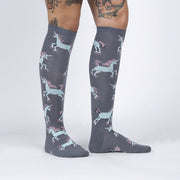 Rolling With My Ponies Long Knee High Socks Unicorn Grey - Lucky Skates 