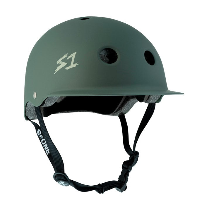 S-One Lifer Brim Skate Helmet Ambush Green Matte - Certified - Lucky Skates