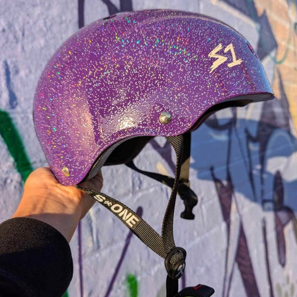 S1 Lifer Skate Helmet Purple Glitter - Certified - Lucky Skates