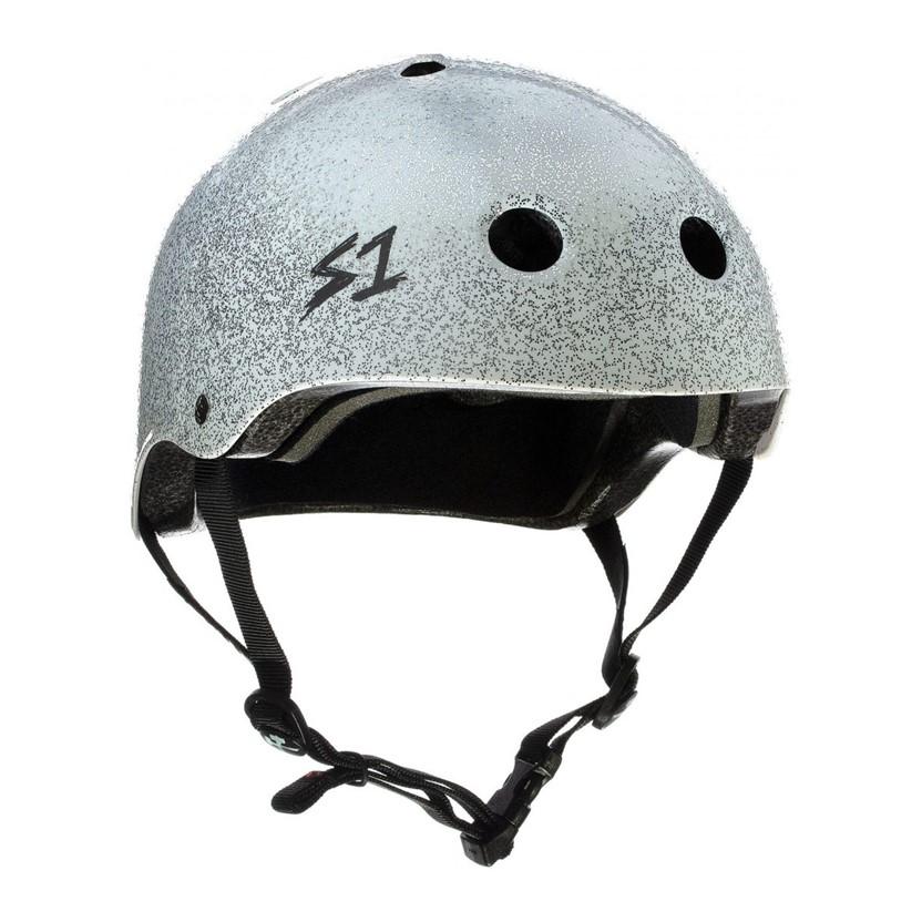 white glitter gloss skate helmet 