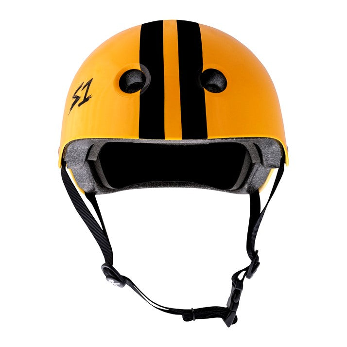 S-One Lifer Skate Helmet Orange Gloss/Black Stripe - Certified - Lucky Skates
