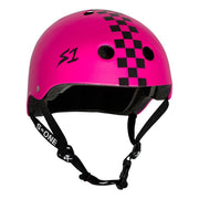 S-One Lifer Skate Helmet Pink Gloss/Black Checkers - Certified - Lucky Skates