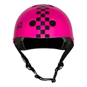 S-One Lifer Skate Helmet Pink Gloss/Black Checkers - Certified - Lucky Skates