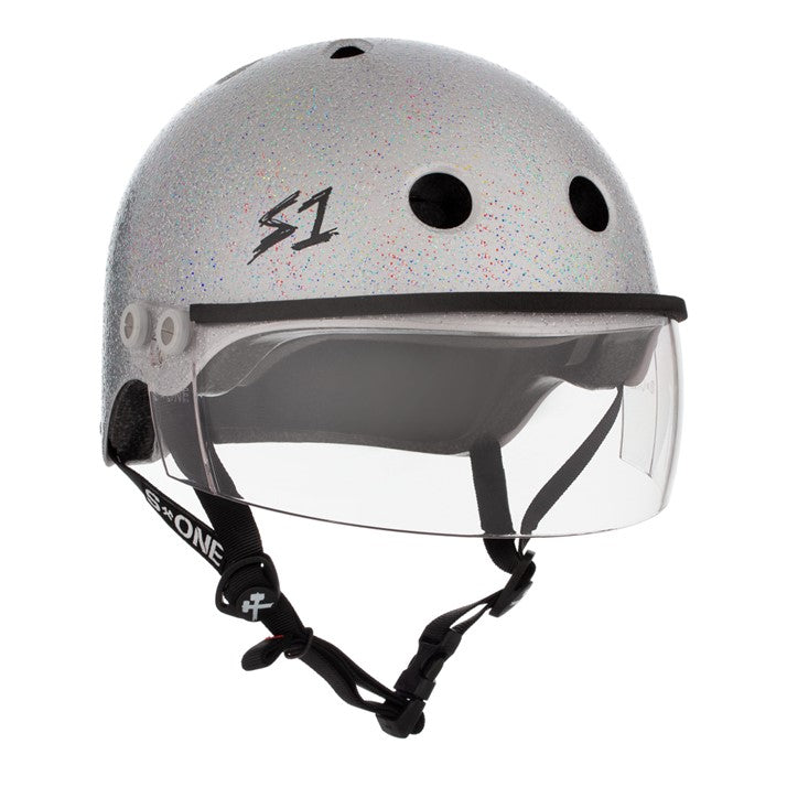 S1 Lifer Roller Derby Visor Helmet Gen 2 Silver Glitter - Lucky Skates 