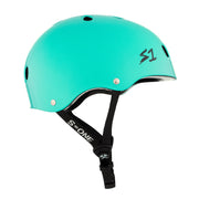 aqua green kids helmet 