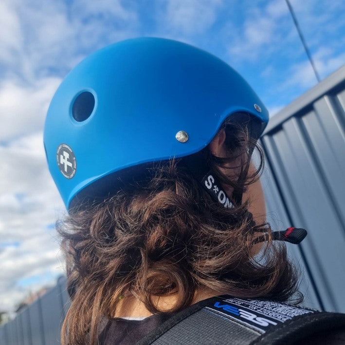 Skateboard helmet hot sale on head