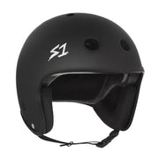 matt black retro skate helmet with ear protection 