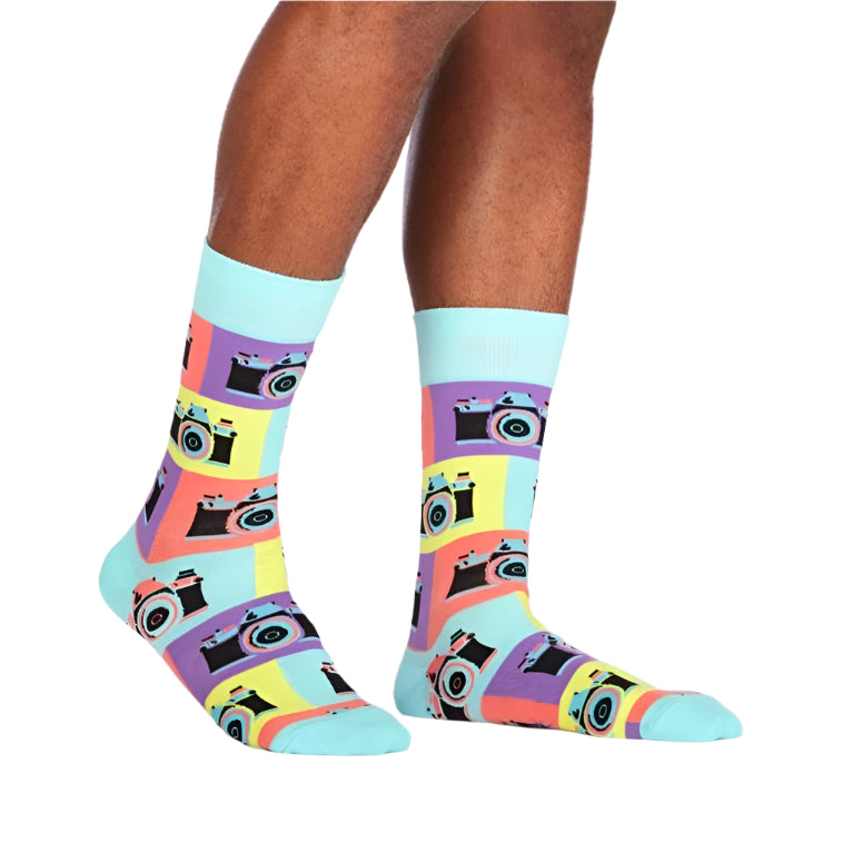 Sock It To Me Say Cheese Mens Crew Socks Photographer - Lucky Skates