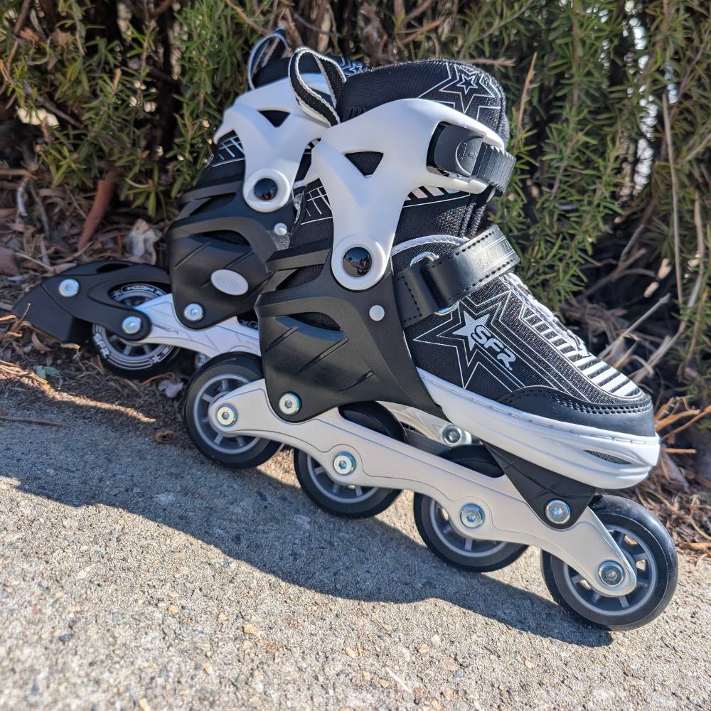 SFR Pulsar Black White Kids Adjustable Inline Skates - Lucky Skates