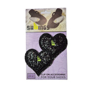 Shwings Love Heart Clip On Black Glitter - Lucky Skates