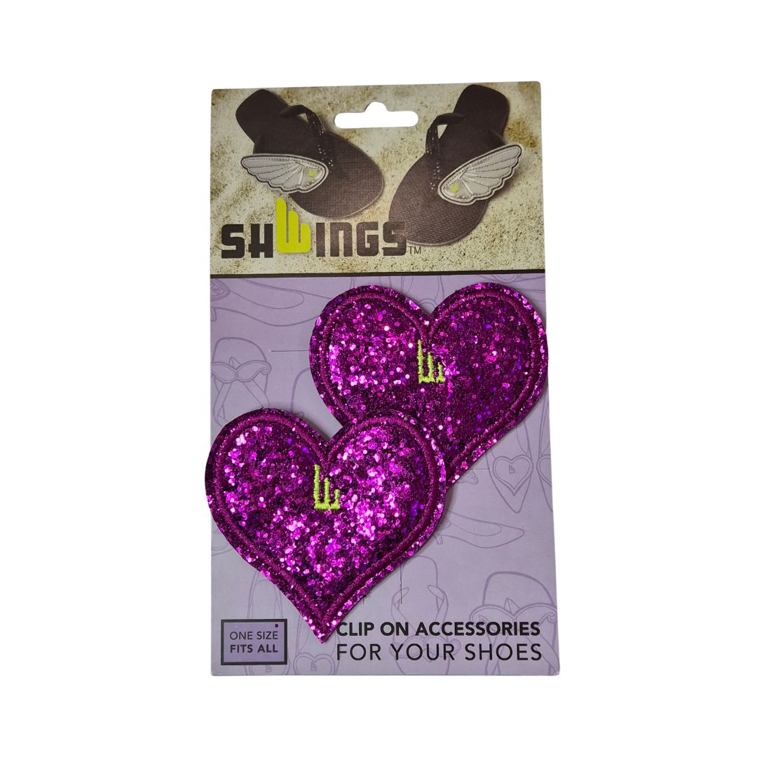 Shwings Love Heart Clip On Pink Glitter - Lucky Skates