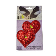 Shwings Love Heart Clip On Red Glitter - Lucky Skates