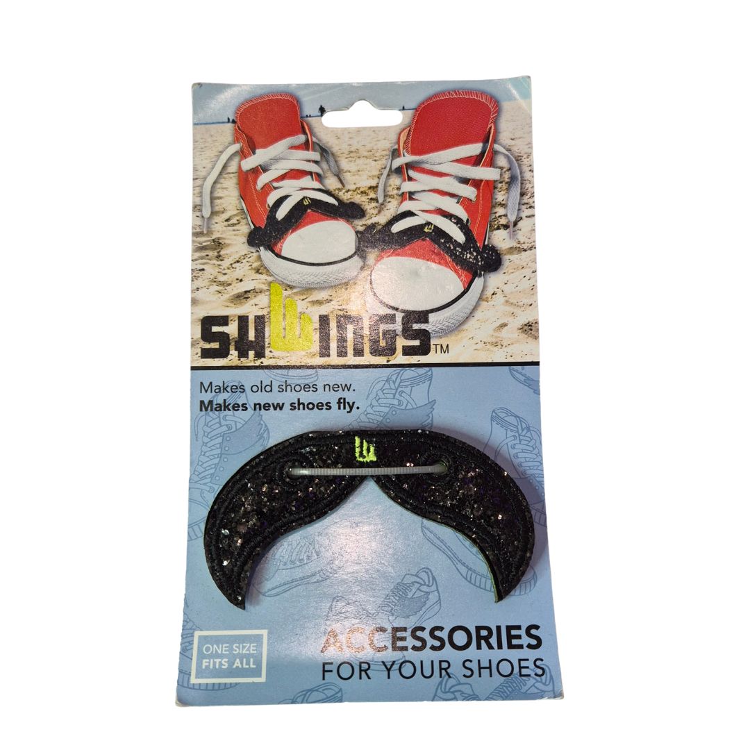 Shwing Black Glitter Moustaches Clip On Skate Accessories - Lucky Skates 