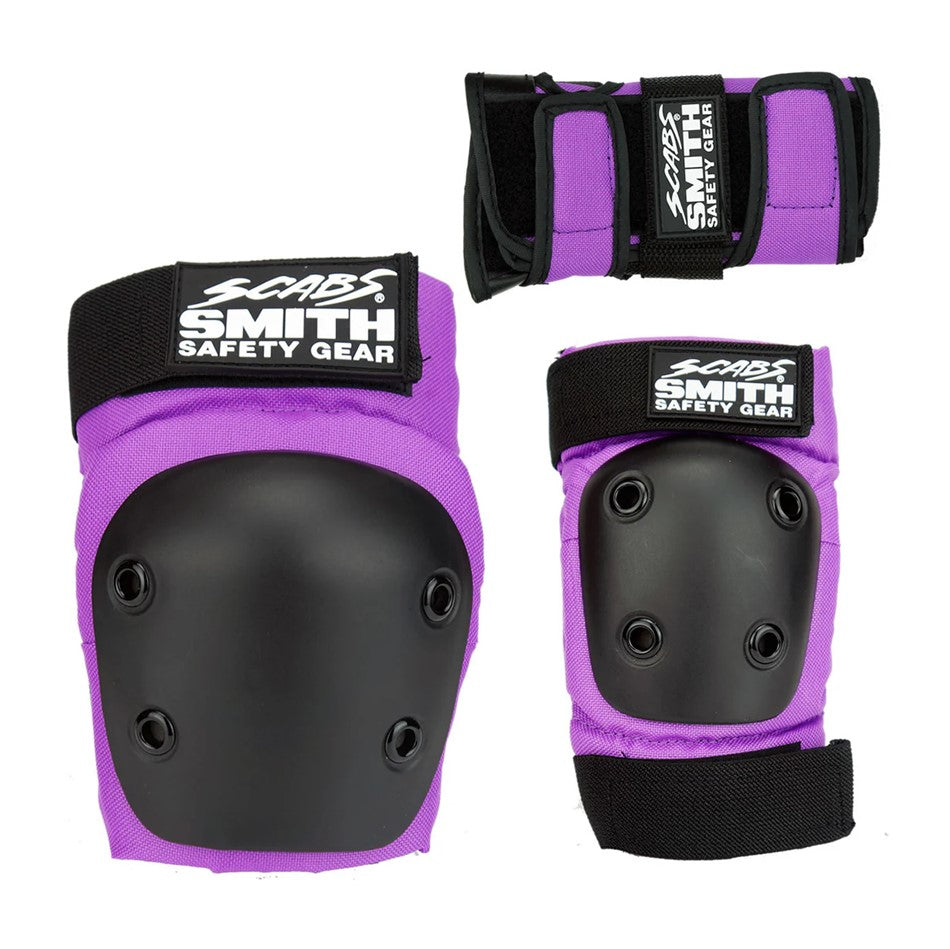 Smith Junior Tripack Protective Padding Set Purple Knee Pads, Elbow Pads, Wrist Guards - Lucky Skates
