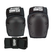 Smith Scabs Tripack Adult Protective Pad Set Black Knee Pads, Elbow Pads, Wrist Guards - Lucky Skates