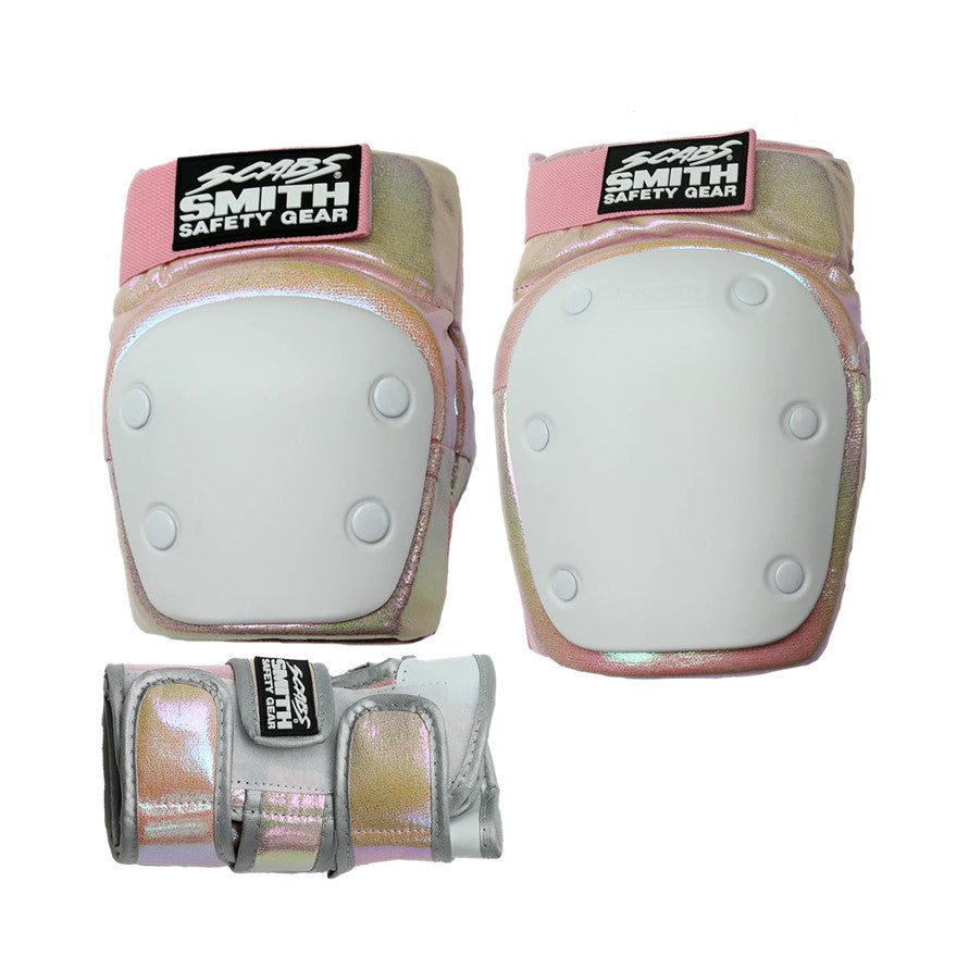 Smith Scabs Tripack Adult Cotton Candy Knee Pads, Elbow Pads, Wrist Guards Lucky Skates