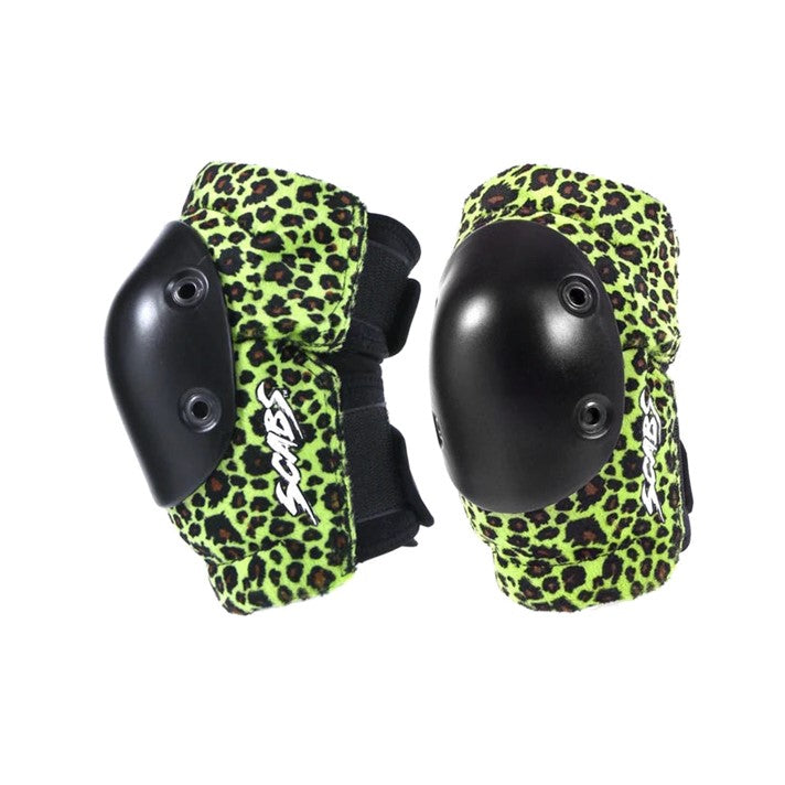 Smith Scabs Elbow Pads Lime Green Leopard Print - Lucky Skates