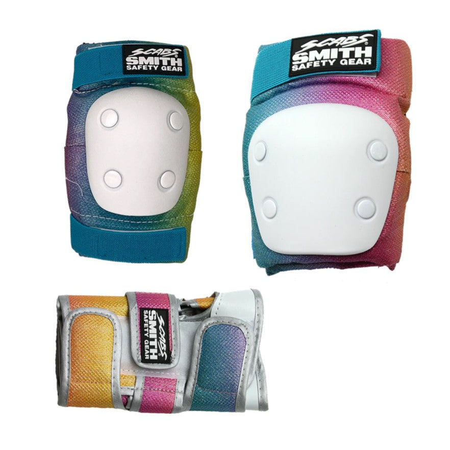 Smith Scabs Junior Mermaid Multicoloured Pad Set Knee Pdas, Wrist Guards, Elbow Pads - Lucky Skates